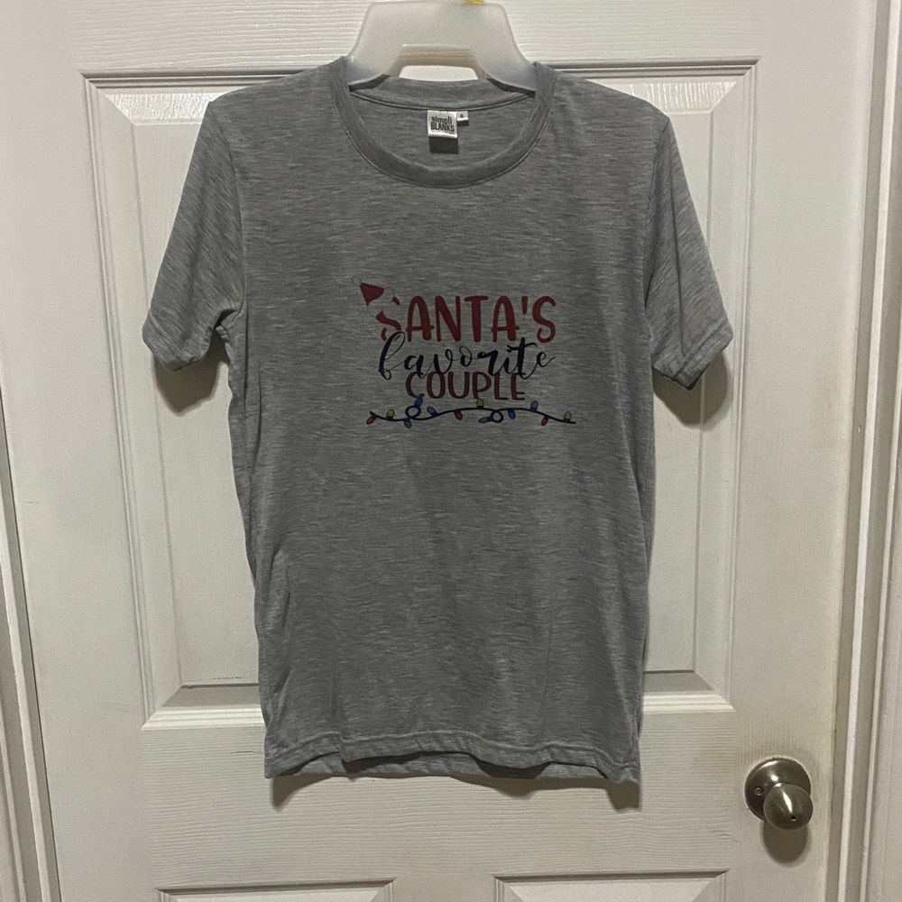 Gray Short Sleeve Tee with Festive Print